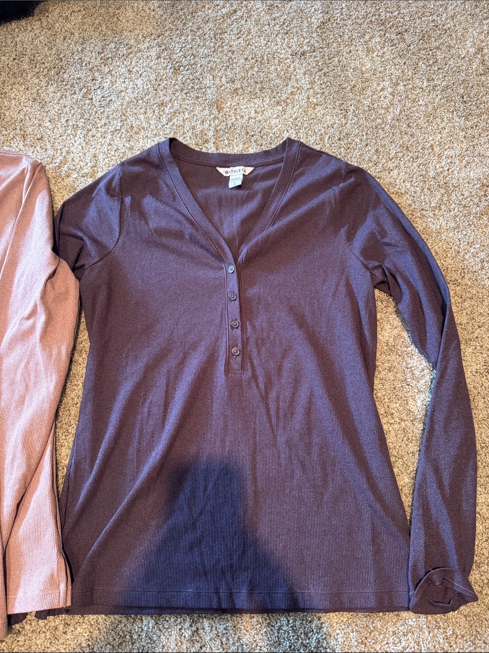 Athleta Plum Button Henley Long Sleeve Top